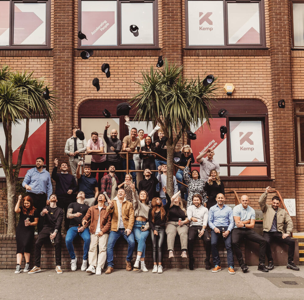AQ7A5471 Kemp Recruitment Team outside new offices