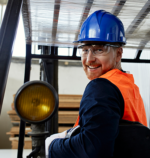 Forklift driver happy in new job